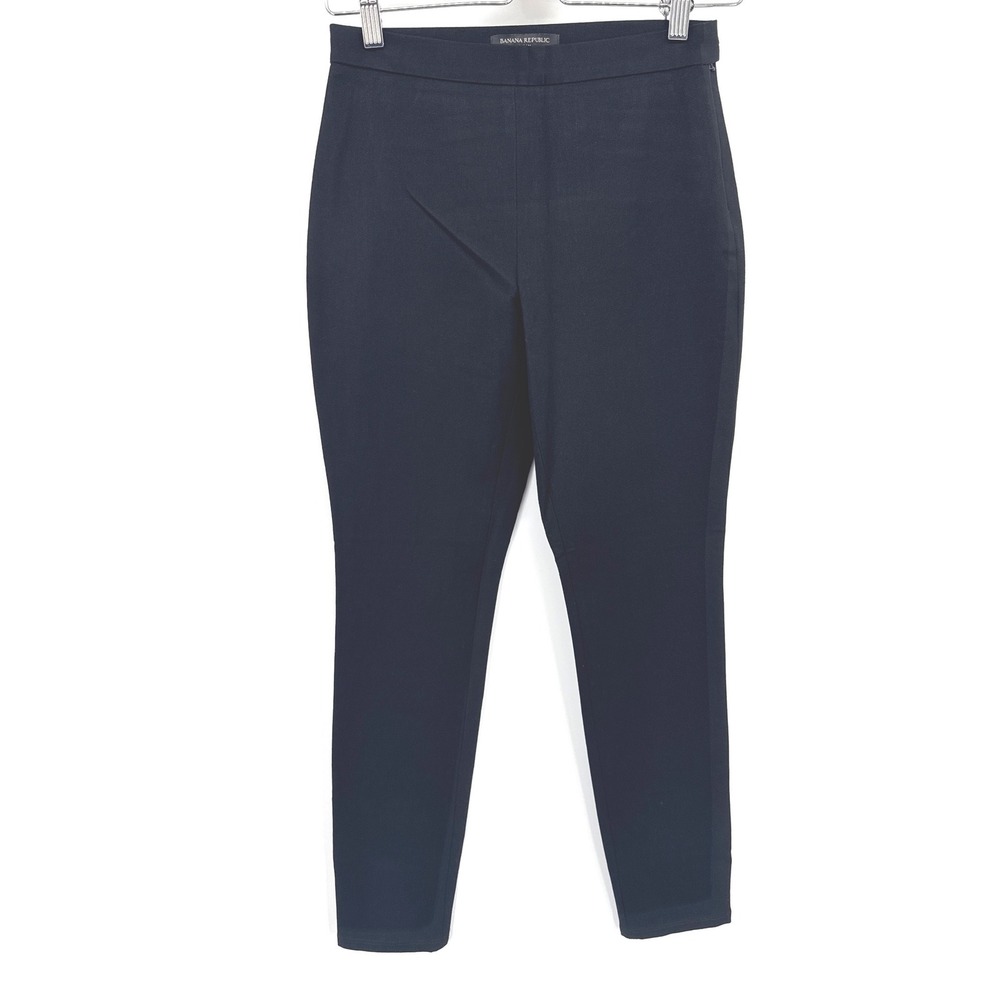 Banana Republic Women Sloan Pants 2P Slim Black Ankle Zip Skinny Buisness NWT